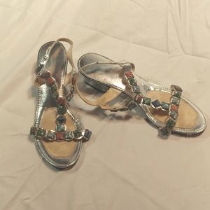 Magdesian Vintage Jeweled Flat Sandals